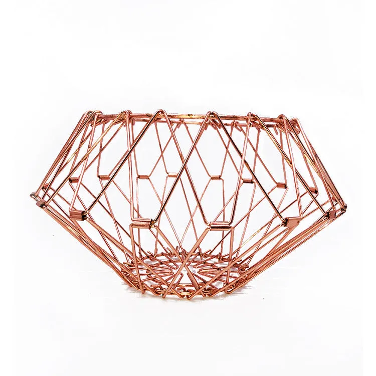 Metal Fruit Tray Storage Basket Foldable Variety Drainage Basket